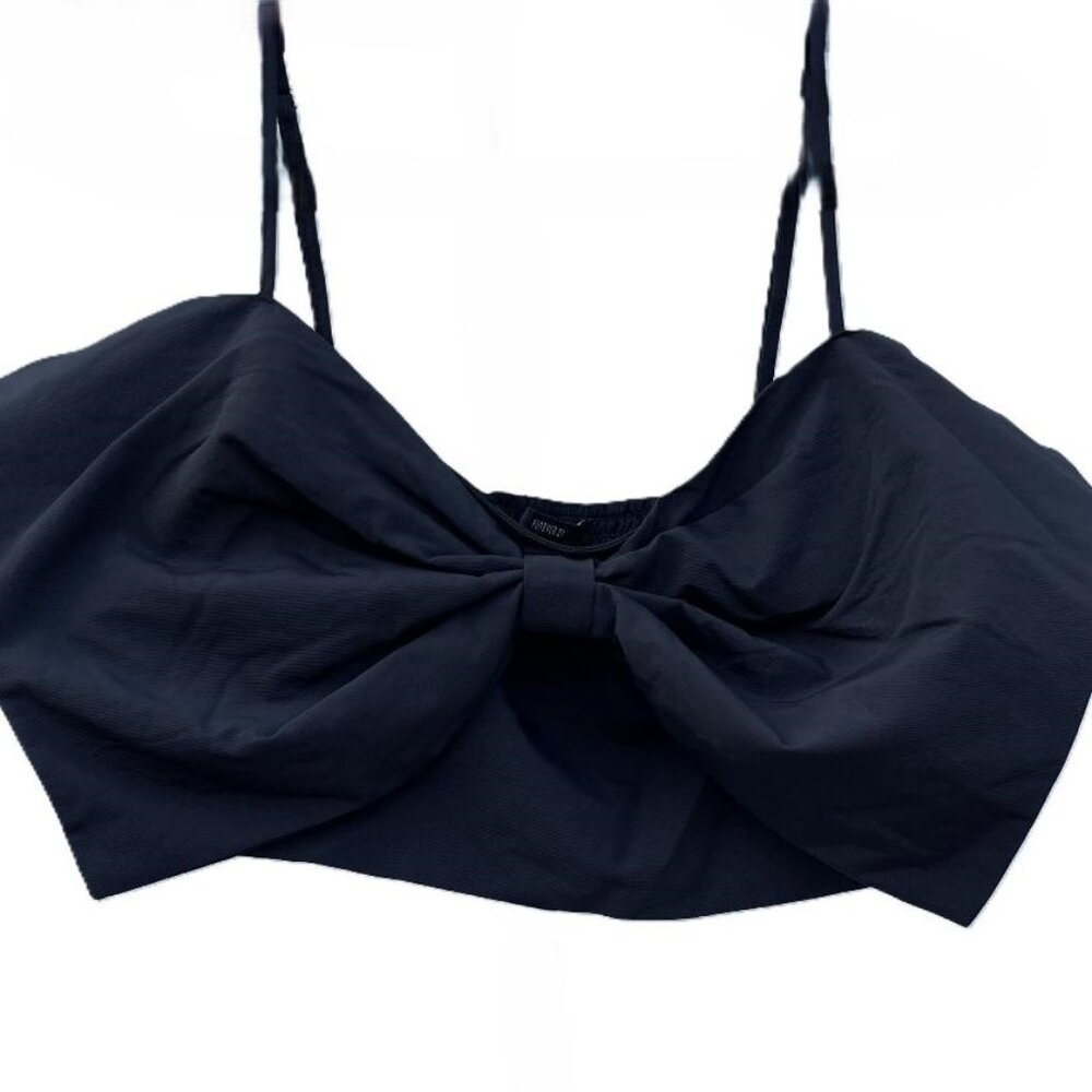 NWT Forever 21 Black Bow Crop Top Size L
